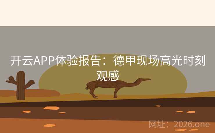 开云APP体验报告：德甲现场高光时刻观感