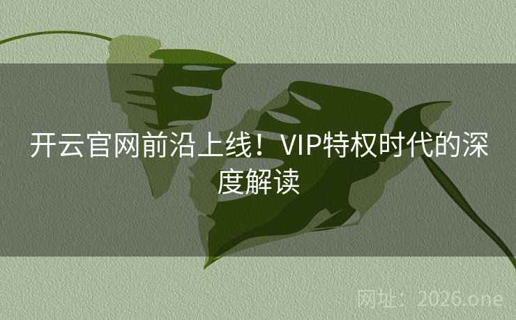 开云官网前沿上线!VIP特权时代的深度解读 开云官网前沿上线!VIP特权时代的深度解读