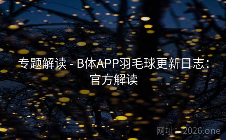 专题解读 - B体APP羽毛球更新日志：官方解读